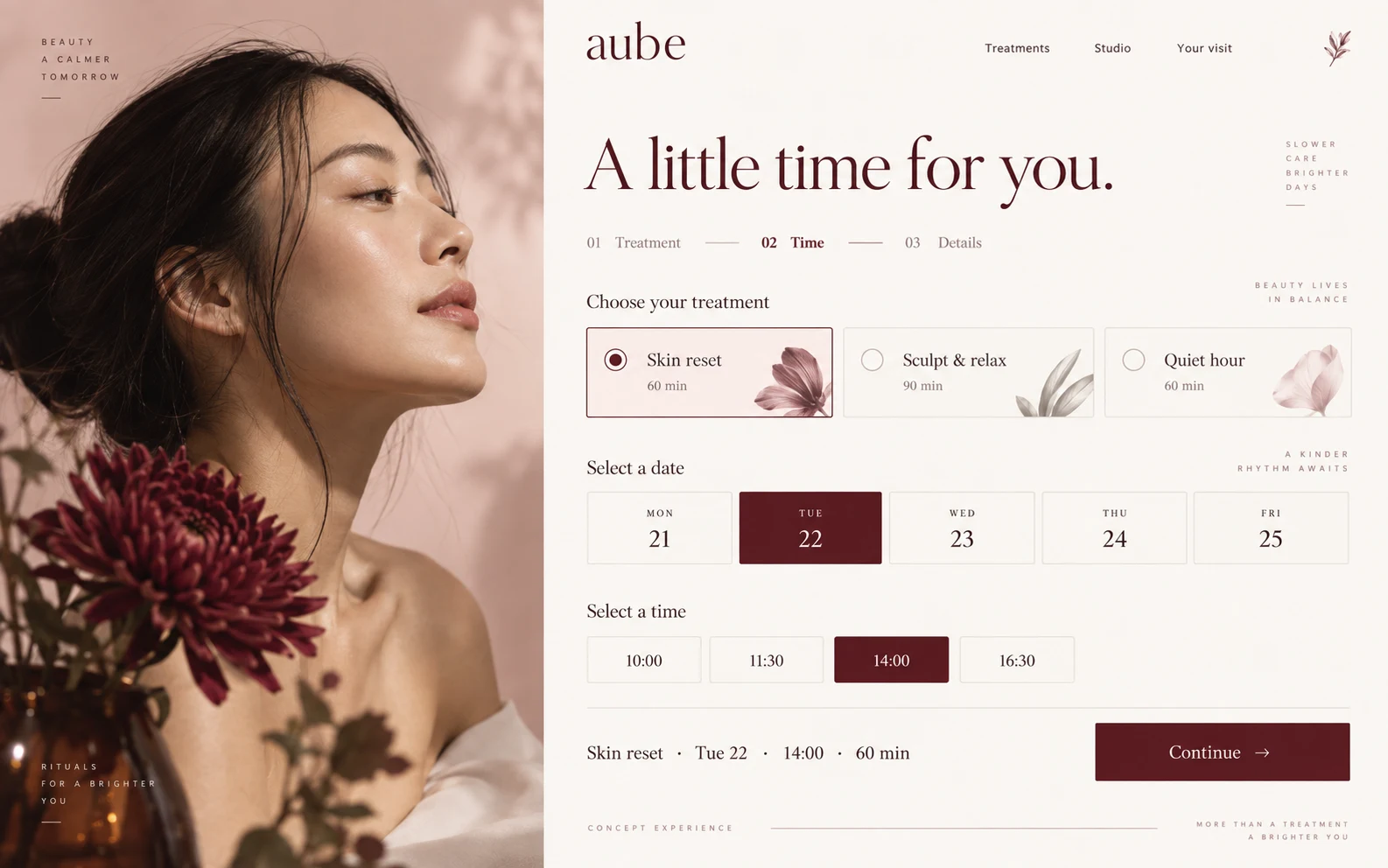 aube 美容預約介面概念